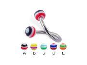 Spiral barbell with circle balls 12 ga Diameter 9 16 14mm Ball size 3 16 5mm Color D