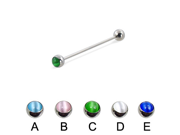 Cat eye ball long barbell industrial barbell 16 ga Length 1 3 8 35mm Ball size 3 16 5mm Color blue E
