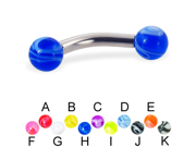 Marble ball curved barbell 10 ga Length 1 2 13mm Ball size 3 16 5mm Color light blue D