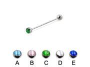 Cat eye ball long barbell industrial barbell 16 ga Length 1 1 8 29mm Ball size 5 32 4mm Color blue E
