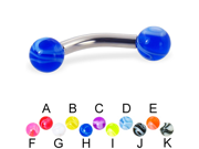 Marble ball curved barbell 10 ga Length 3 8 10mm Ball size 3 16 5mm Color purple C