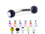 Panda ball curved barbell 10 ga Length 3 4 19mm Ball size 3 16 5mm Color white with clear eye K