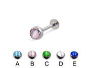 Labret with cat eye ball 16 ga Length 1 4 6mm Ball size 3 16 5mm Color light blue A