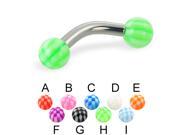 Checkered ball curved barbell 10 ga Length 3 4 19mm Ball size 1 4 6mm Color white D