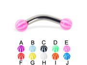 Beach ball curved barbell 10 ga Length 7 16 11mm Ball size 1 4 6mm Color pink E