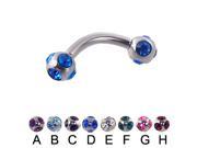 Tiffany ball curved barbell 12 ga Length 3 4 19mm Ball size 5 16 8mm Color amethyst A