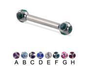 Long barbell industrial barbell with tiffany balls 12 ga Length 5 16 8mm Ball size 5 16 8mm Color aquamarine B
