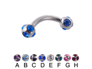 Tiffany ball curved barbell 12 ga Length 1 2 13mm Ball size 5 16 8mm Color blue D