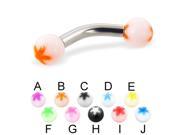 Flower ball curved barbell 10 ga Length 3 4 19mm Ball size 3 16 5mm Color white with black flower C
