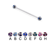 Tiffany ball long barbell industrial barbell 16 ga Length 2 51mm Ball size 5 32 4mm Color emerald F