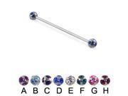 Tiffany ball long barbell industrial barbell 16 ga Length 1 1 8 29mm Ball size 5 32 4mm Color emerald F