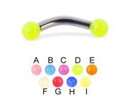 Glow in the dark curved barbell 10 ga Length 1 2 13mm Ball size 1 4 6mm Color orange E