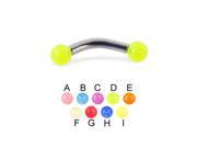 Glow in the dark curved barbell 10 ga Length 9 16 14mm Ball size 3 16 5mm Color orange E