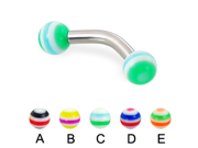Curved barbell with circle balls 10 ga Length 1 2 13mm Ball size 1 4 6mm Color A
