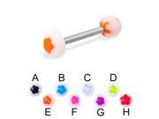 Flower ball and half ball straight barbell 14 ga Length 7 8 22mm Ball size 3 16 5mm Color orange E