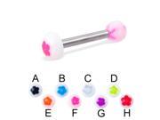 Flower ball and half ball straight barbell 12 ga Length 9 16 14mm Ball size 5 16 8mm Color pink F