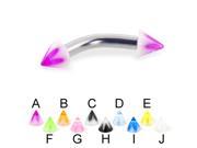 Acrylic flower cone curved barbell 10 ga Length 3 4 19mm Color black with white flower H