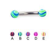 Wave ball curved barbell 10 ga Length 3 8 10mm Ball size 3 16 5mm Color A