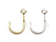 14K Gold Nose Screw with 2mm Round CZ 18 Ga Color yellow topaz Nose Post Length 5 16 7.94mm Long Gold color Yellow gold