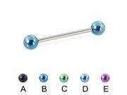 Straight barbell with colored balls 16 ga Length 5 8 16mm Color black A