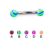 Wave ball curved barbell 10 ga Length 9 16 14mm Ball size 1 4 6mm Color A