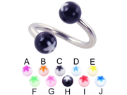 Flower ball spiral barbell 12 ga Diameter 3 8 10mm Ball size 3 16 5mm Color purple A