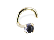 14K Gold Nose Screw with Genuine 2mm Round Cabochon Iolite 20 Ga Gold color Yellow gold