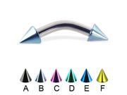 Colored cone curved barbell 10 ga Length 3 8 10mm Color blue E