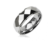 Tungsten Carbide Faceted Ring With Drop Down Edges Ring Size 13