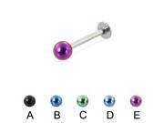 Colored ball labret 16 ga Length 3 8 10mm Color green C