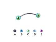 Curved barbell with colored balls 16 ga Length 1 2 13mm Color purple E