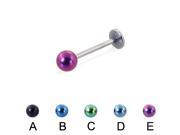 Colored ball labret 18 ga Length 3 8 10mm Color green C