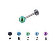 Colored ball titanium labret 16 ga Length 3 8 10mm Color purple E