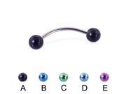 Curved barbell with colored balls 18 ga Length 1 2 13mm Color purple E