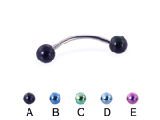 Curved barbell with colored balls 18 ga Length 1 2 13mm Color green C