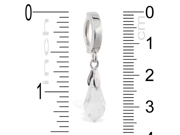 Silver Tummytoys Belly Sleeper Ring with Small Teardrop Crystal 14 ga Color clear