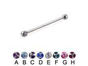 Long barbell industrial barbell with tiffany balls 12 ga Length 1 1 2 38mm Ball size 3 16 5mm Color blue D