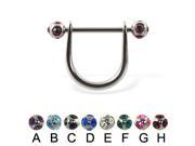 Stirrup nipple ring with tiffany balls Gauge 14 Ball size 1 4 6mm Color blue D