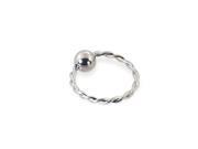 14K White Gold Nickel free Twisted Captive Bead Ring 16 Ga Diameter Ball 5 16 8mm with 5 32 4mm ball