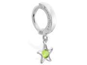 Sterling Silver Tummytoys Belly Sleeper Ring with dangling Peridot jeweled star 14 ga