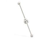 14K White Gold Nickel free Industrial Straight Barbell with Ladybug charm 16ga length 1 1 2 38mm