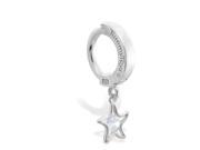 Sterling Silver Tummytoys Belly Sleeper Ring with dangling CZ jeweled star 14 ga