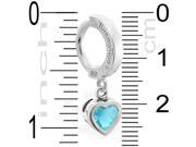 Sterling Silver Tummytoys Belly Sleeper Ring with 5mm Bezel Set Aquamarine Imitation Heart 14 ga