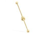14K Yellow Gold Nickel free Industrial Straight Barbell with Ladybug charm 14ga length 1 1 4 32mm