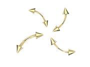 24K gold plated eyebrow ring with cones 14 ga Length 3 8 10mm