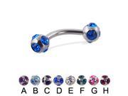 Tiffany ball curved barbell 14 ga Length 5 8 16mm Ball size 1 4 6mm Color clear E