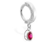 Sterling Silver Tummytoys Belly Sleeper Ring with Bezel Set Ruby Oval 14 ga
