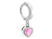 Sterling Silver Tummytoys Belly Sleeper Ring with 5mm Bezel Set Pink Tourmaline Heart 14 ga
