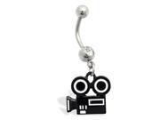 Belly Ring with dangling hollywood movie camera Belly Ring with dangling hollywood movie camera