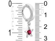 Sterling Silver Tummytoys Belly Sleeper Ring with dangling Ruby jeweled star 14 ga